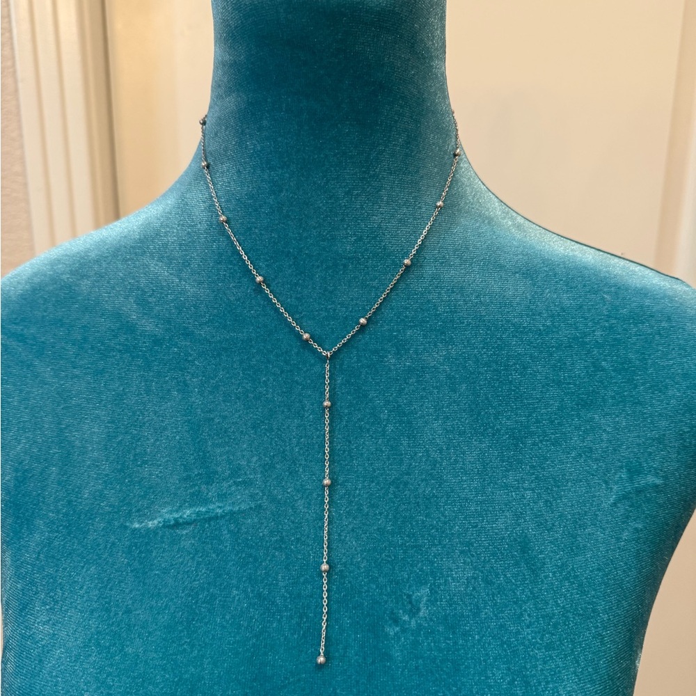 Elegant Sterling  Silver Lariat Necklace